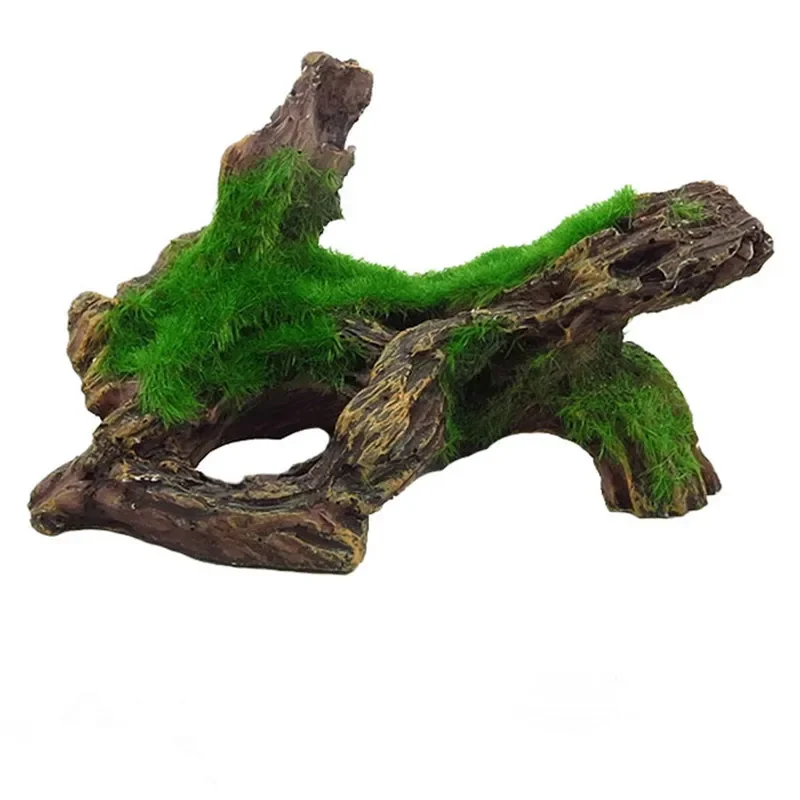 Decoração de Aquário Madeira de Resina para Tanque de Peixes com Musgo Verde - Imagem 2