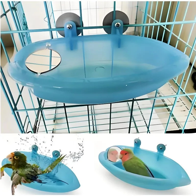 banheira para pássaros pequenos com espelho