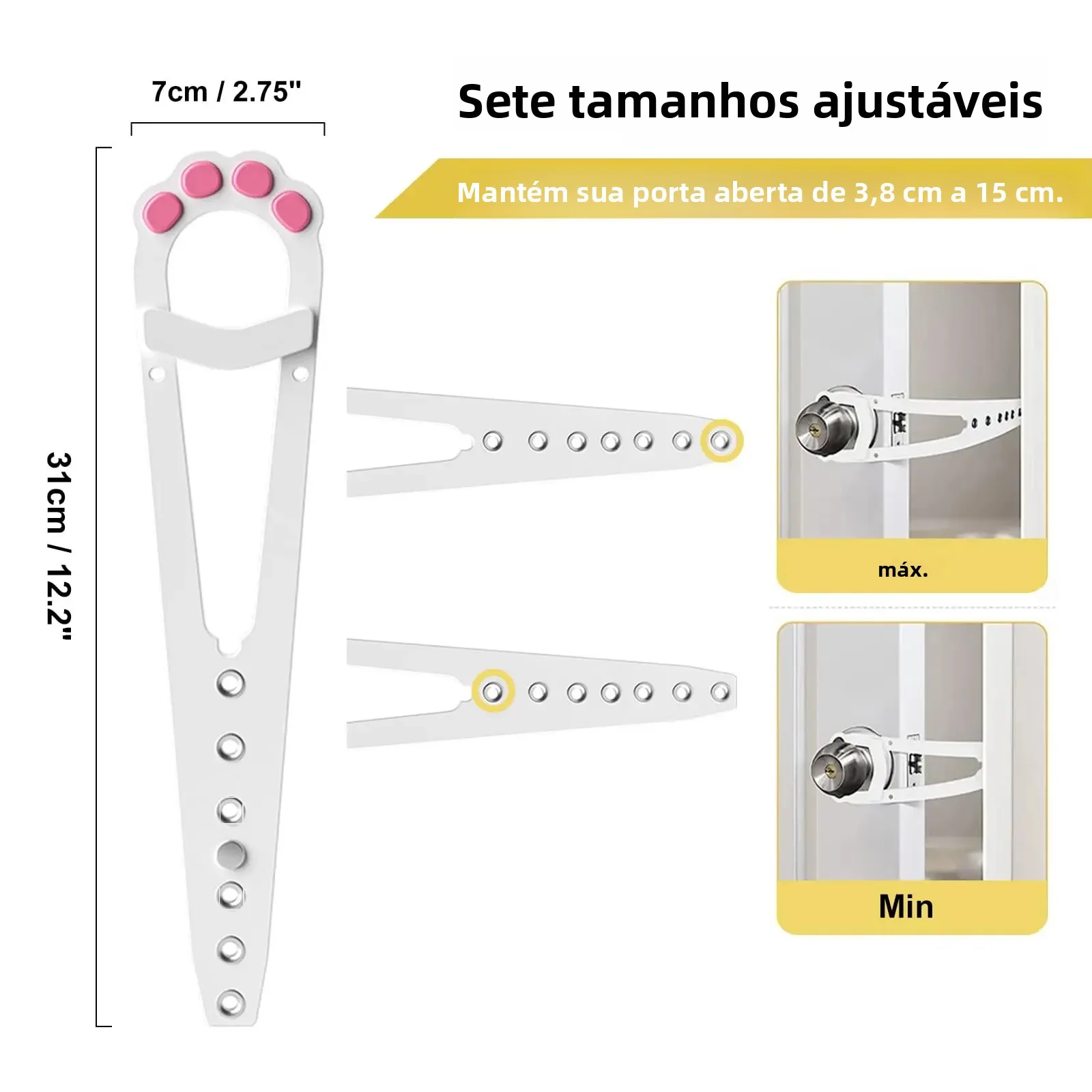 Trava de Porta para Gatos Ajustável de ABS sem Ferramentas - Imagem 2