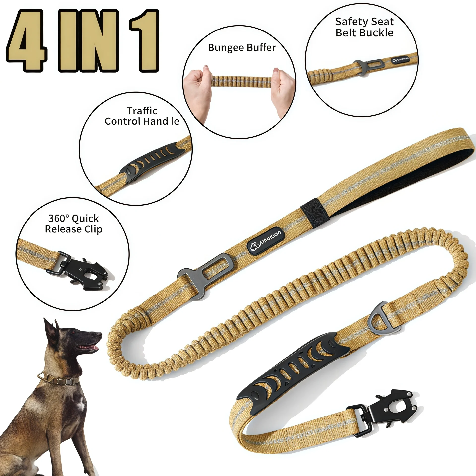 trela para cães grandes com absorção de choque