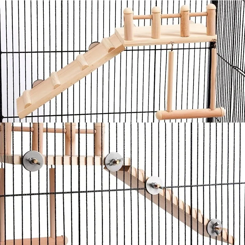 Brinquedo para Pássaros Plataforma e Balanço de Madeira para Gaiola - Imagem 5