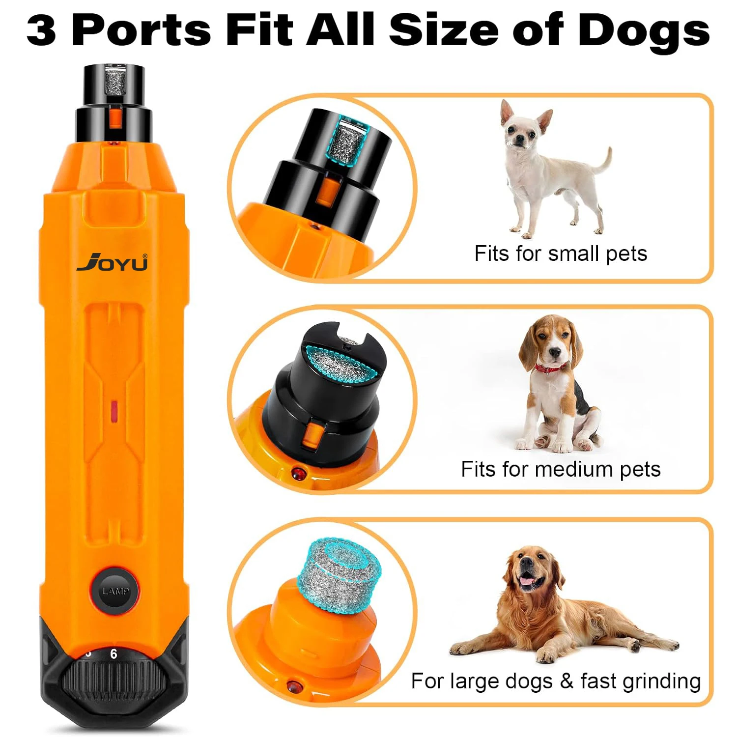 Aparador de Unhas Elétrico para Cães Recarregável USB 6 Velocidades - Imagem 5