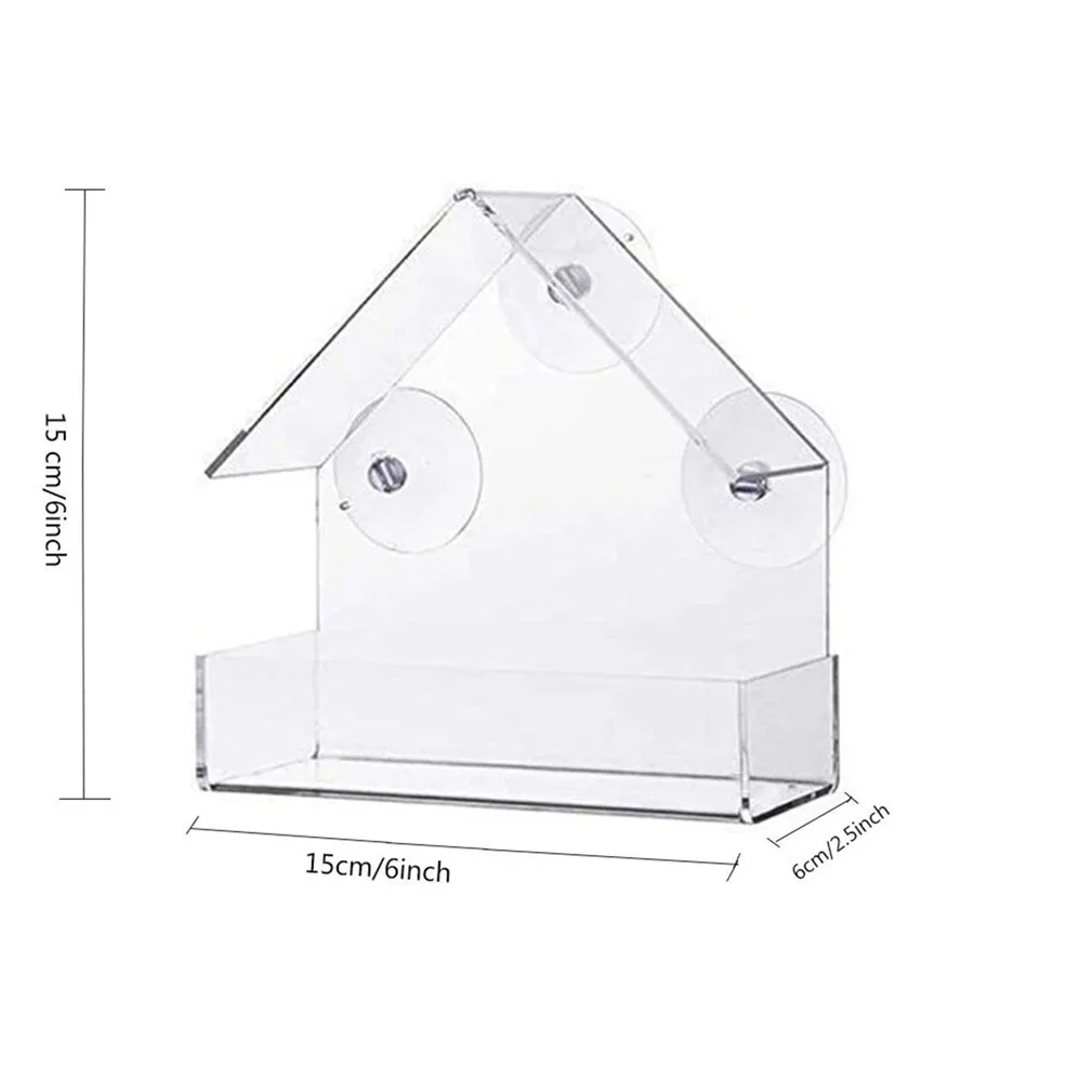 Comedouro Transparente para Pássaros com 3 Ventosas e Bandeja Deslizante - Imagem 5