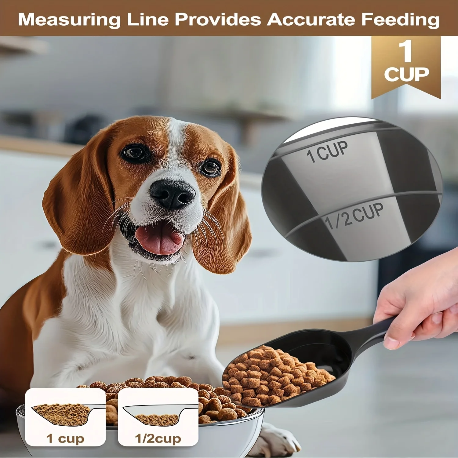 Colher de Comida para Cães com Medidor de 1/2 e 1 Xícara - Imagem 2