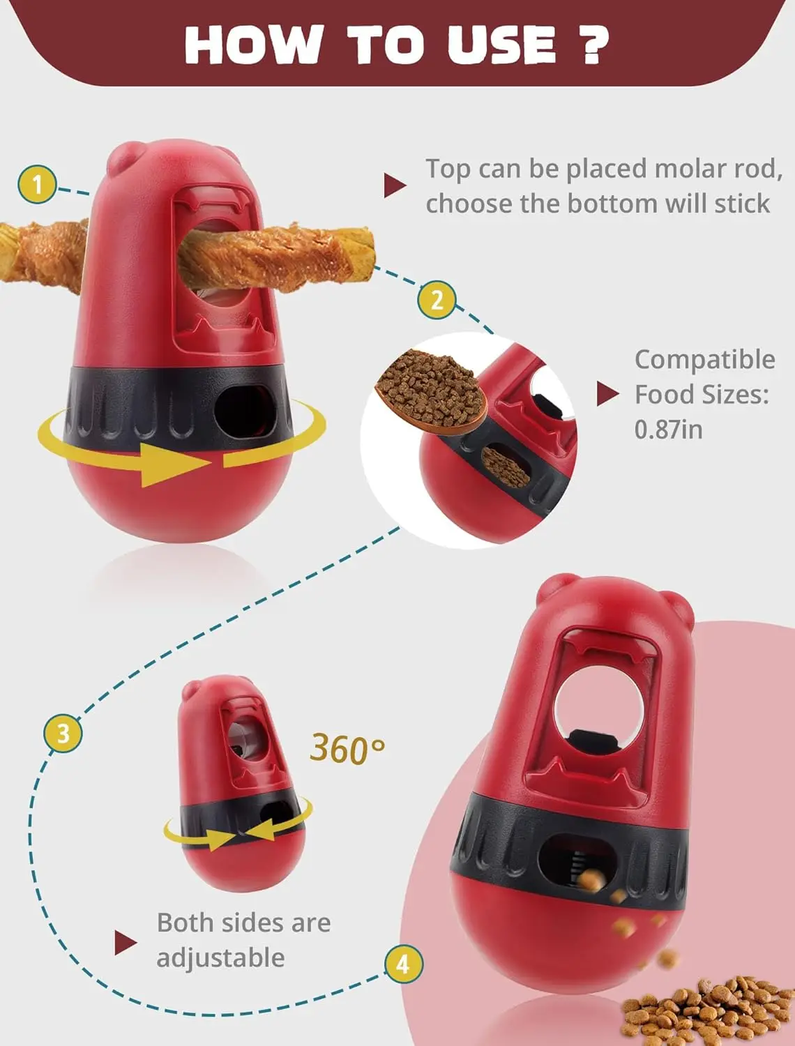 Brinquedo para Cães Dispensador de Petiscos Ajustável - Imagem 5