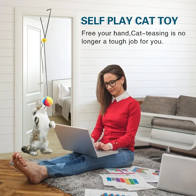 Brinquedo Interativo para Gatos com Bolas Coloridas e Gancho Ajustável - Imagem 4