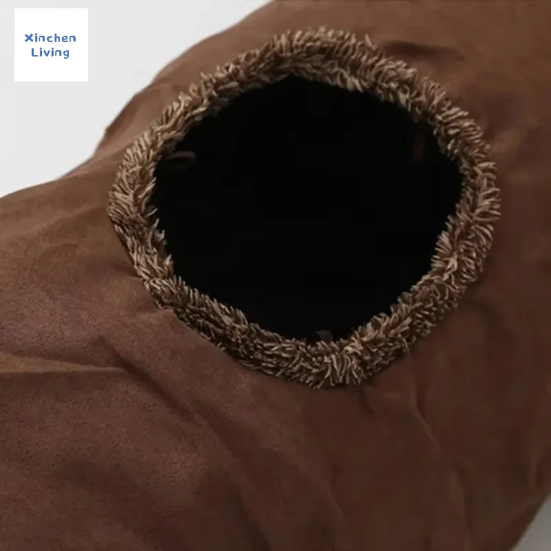 Túnel Dobrável para Gatos com Suede Marrom e Buracos de Observação - Image 5