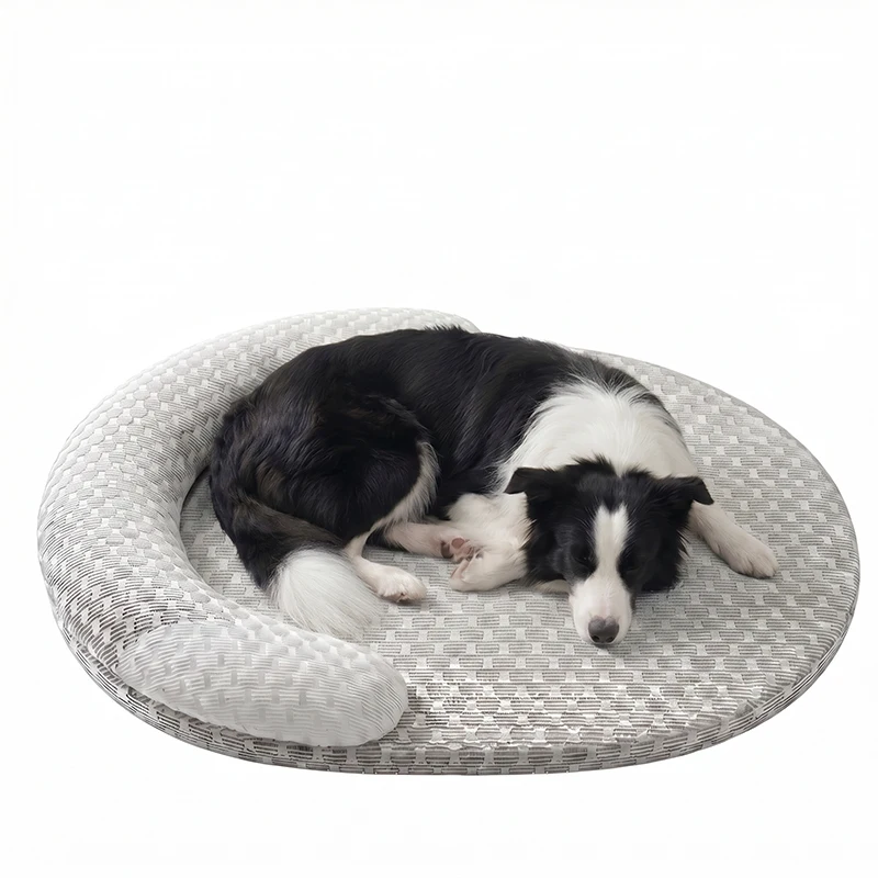 Cama de Seda Gelada para Cães e Gatos Oval com Capa Removível - Imagem 5