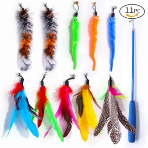 brinquedo retrátil para gato com pena
