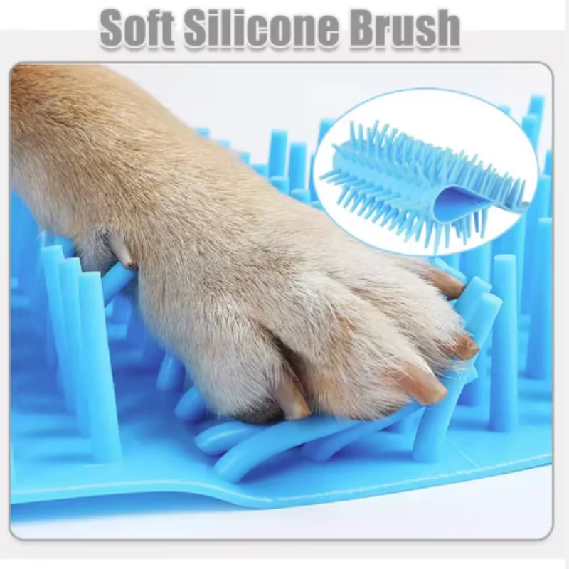 Limpador de Patas para Cães de Silicone Macio com Balde para Toalha - Imagem 6