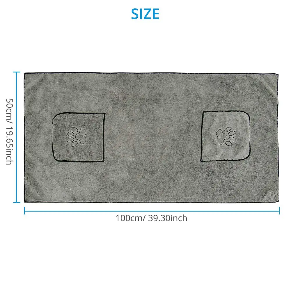 Toalha de Banho para Cães e Gatos de Microfibra 50x100 cm - Imagem 5