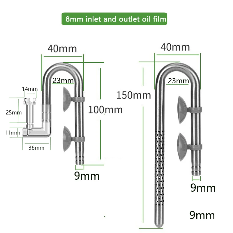 Tubo de Filtro para Aquário 8mm Aço Inoxidável Entrada e Saída - Imagem 2