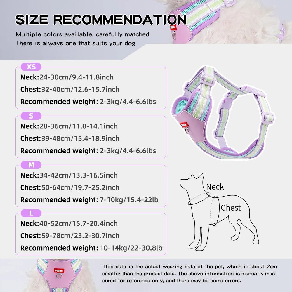 Coleira Peitoral para Cães Pequenos de Malha Respirável Rosa - Image 2