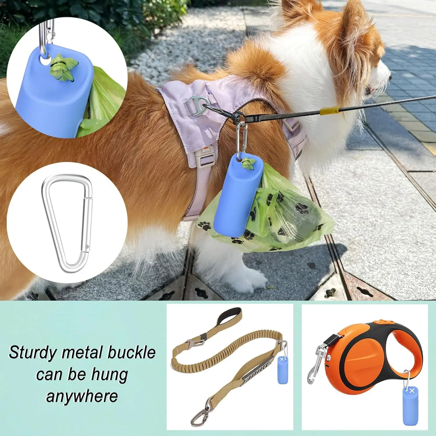 Dispensador de Sacos de Cocô de Silicone para Cães Portátil - Imagem 3