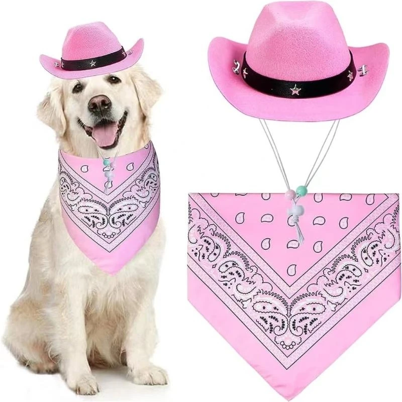 Chapéu de Cowboy para Cães com Bandana de Poliéster - Imagem 5