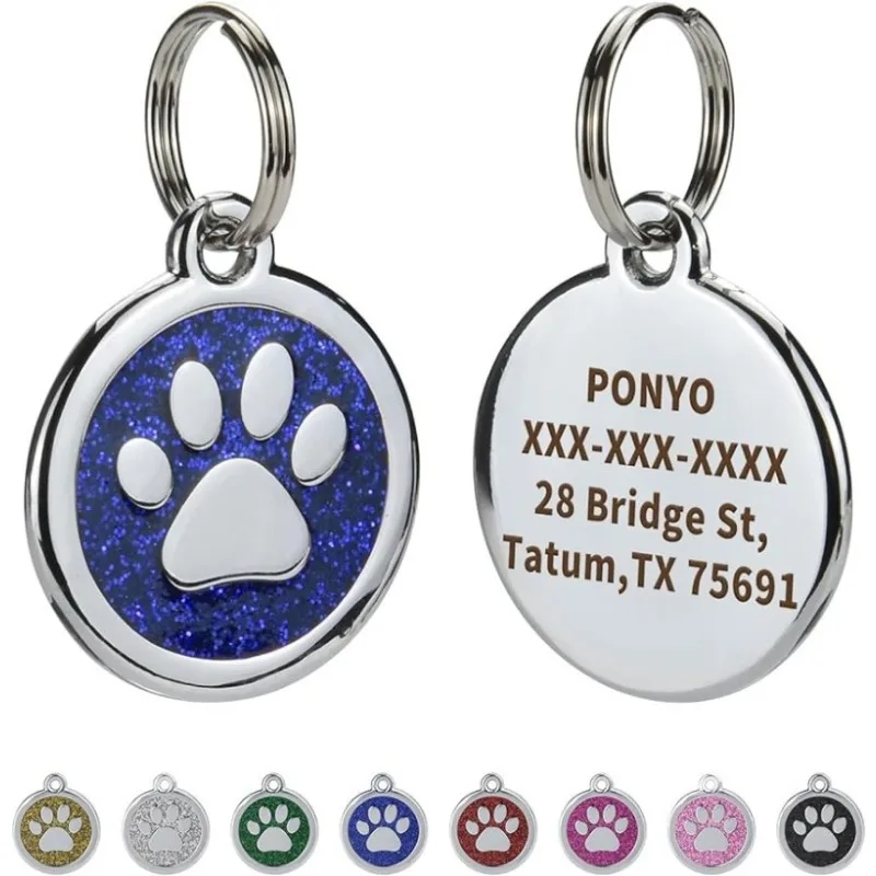 Tags de Identificação para Cães e Gatos em Formato Pata Glitter - Image 3