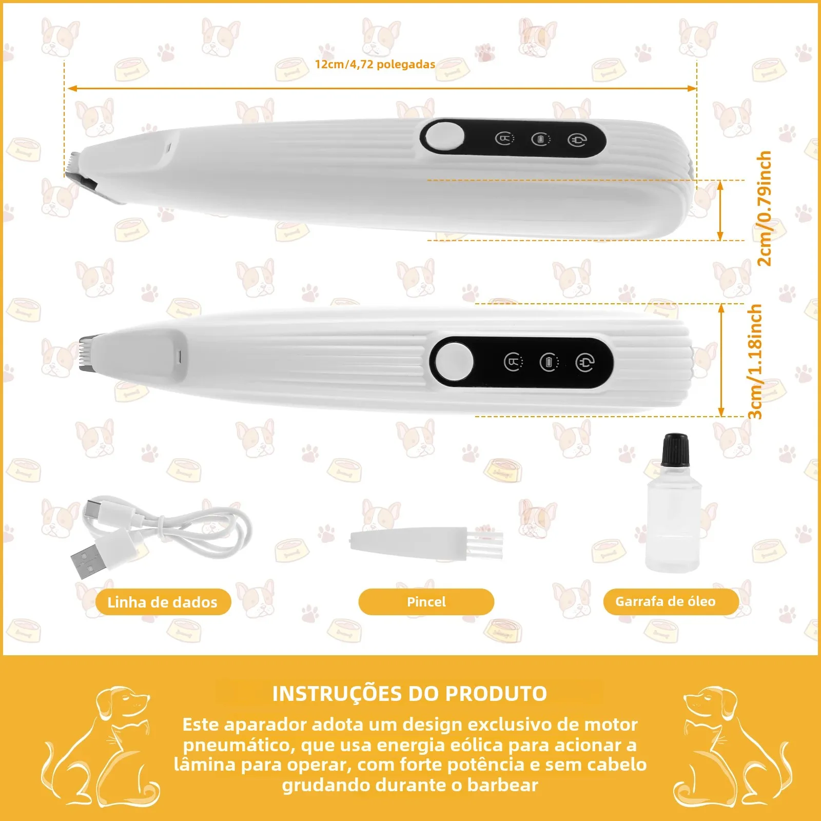 Aparador de Patas para Cães e Gatos com LED e Lâmina de 9 mm - Imagem 6