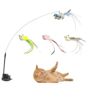 brinquedo para gatos com pena e ventosa