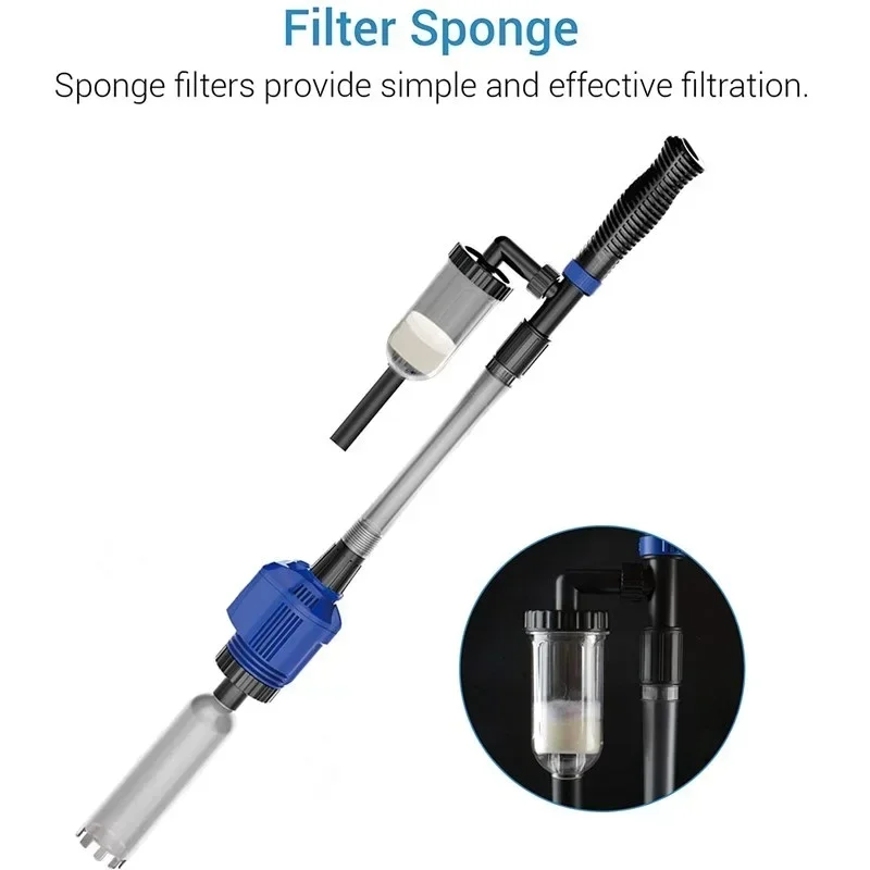 Aspirador de Cascalho para Aquário 20W com Filtro de Esponja e Regulador de Fluxo - Imagem 2