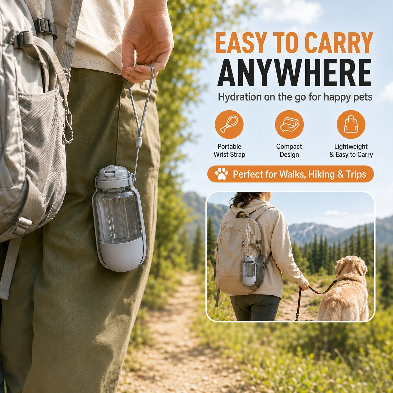 Garrafa de Água Portátil para Cães, Viagem e Caminhada, à Prova de Vazamentos - Imagem 5
