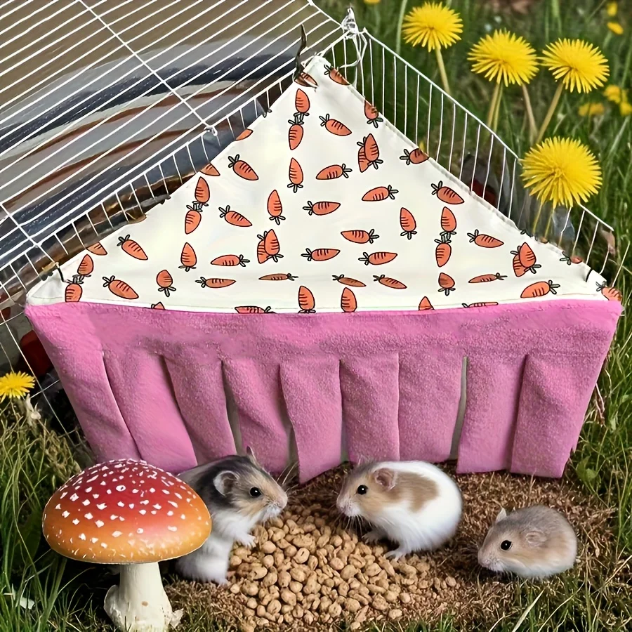 Toca de Canto para Hamster e Roedores Pequenos Lavável Design Cenoura - Imagem 5