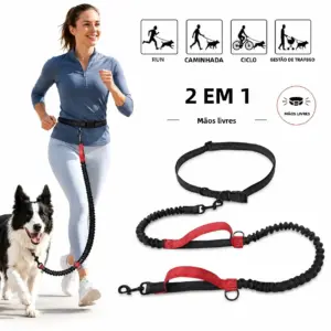 coleira retrátil para cães com cinto ajustável