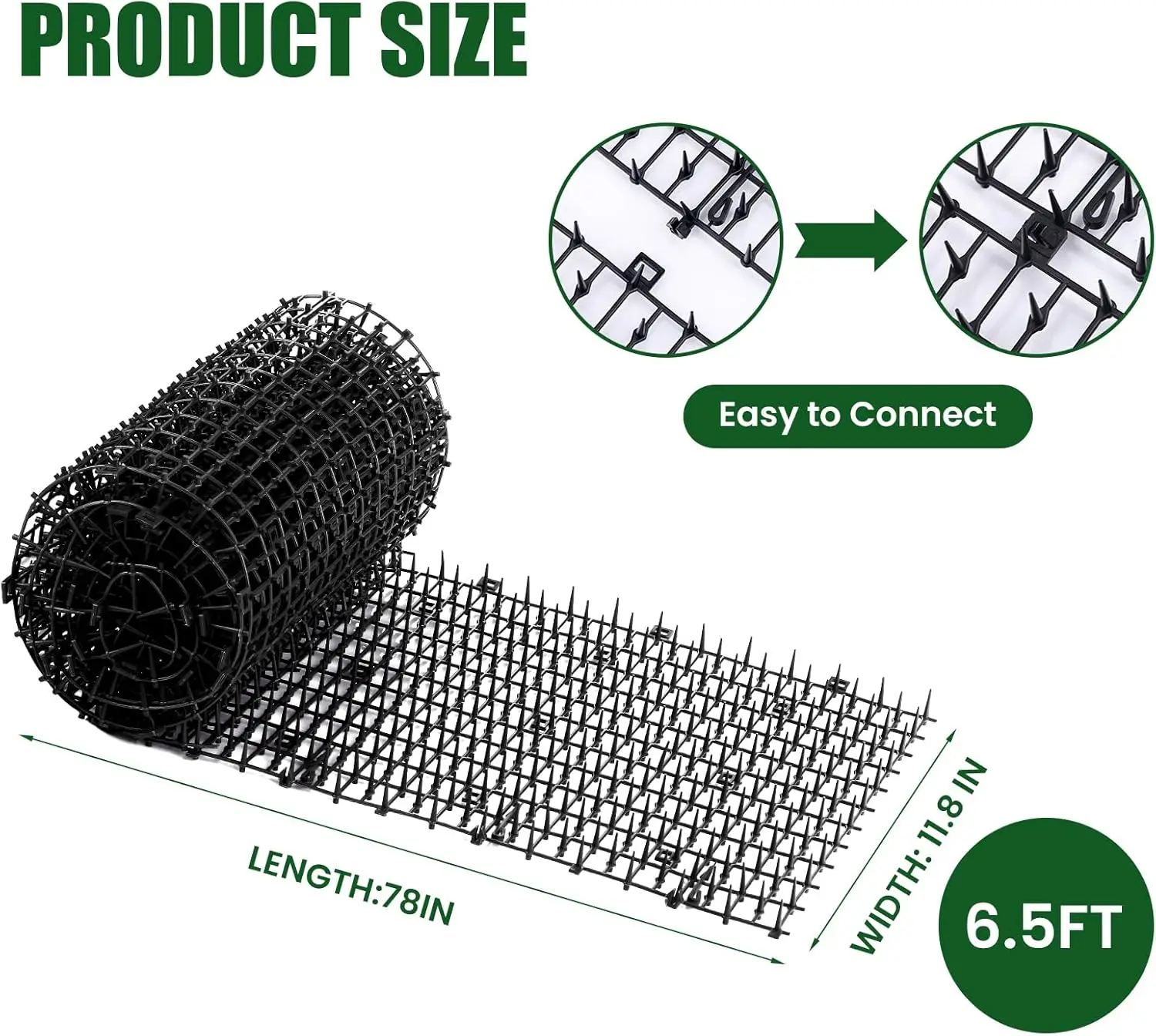 Tapete Espinhoso Anti-Gato Rolo para Varanda na cor Verde ou Preto - Imagem 3