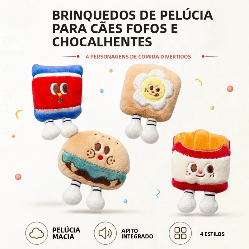 Brinquedo de Pelúcia para Cães com Som Formato de Comida Macio - Imagem 6