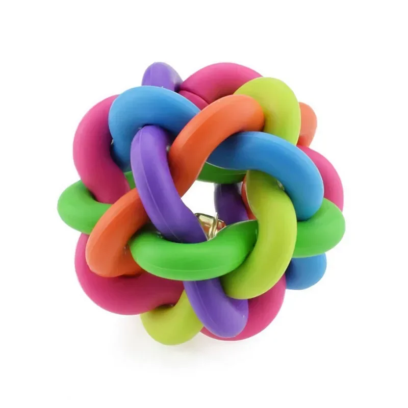 Brinquedo Bola Arco-Íris para Cães e Gatos de Borracha com Sino Interno - Imagem 3