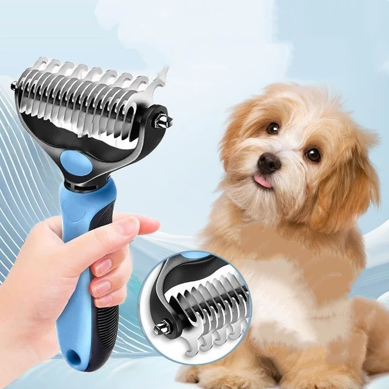Escova Desembaraçadora para Cães Dupla Face de Aço Inoxidável - Imagem 4