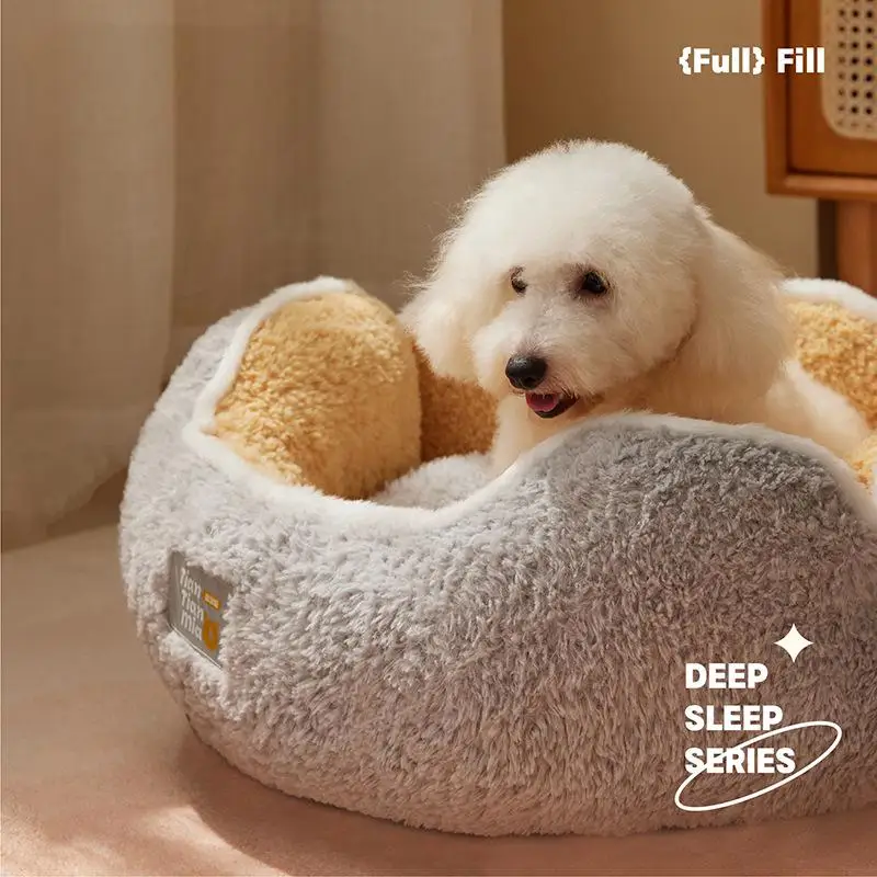 Cama Ninho para Gatos e Cães de Pelúcia Longa com Fundo Antiderrapante - Imagem 3