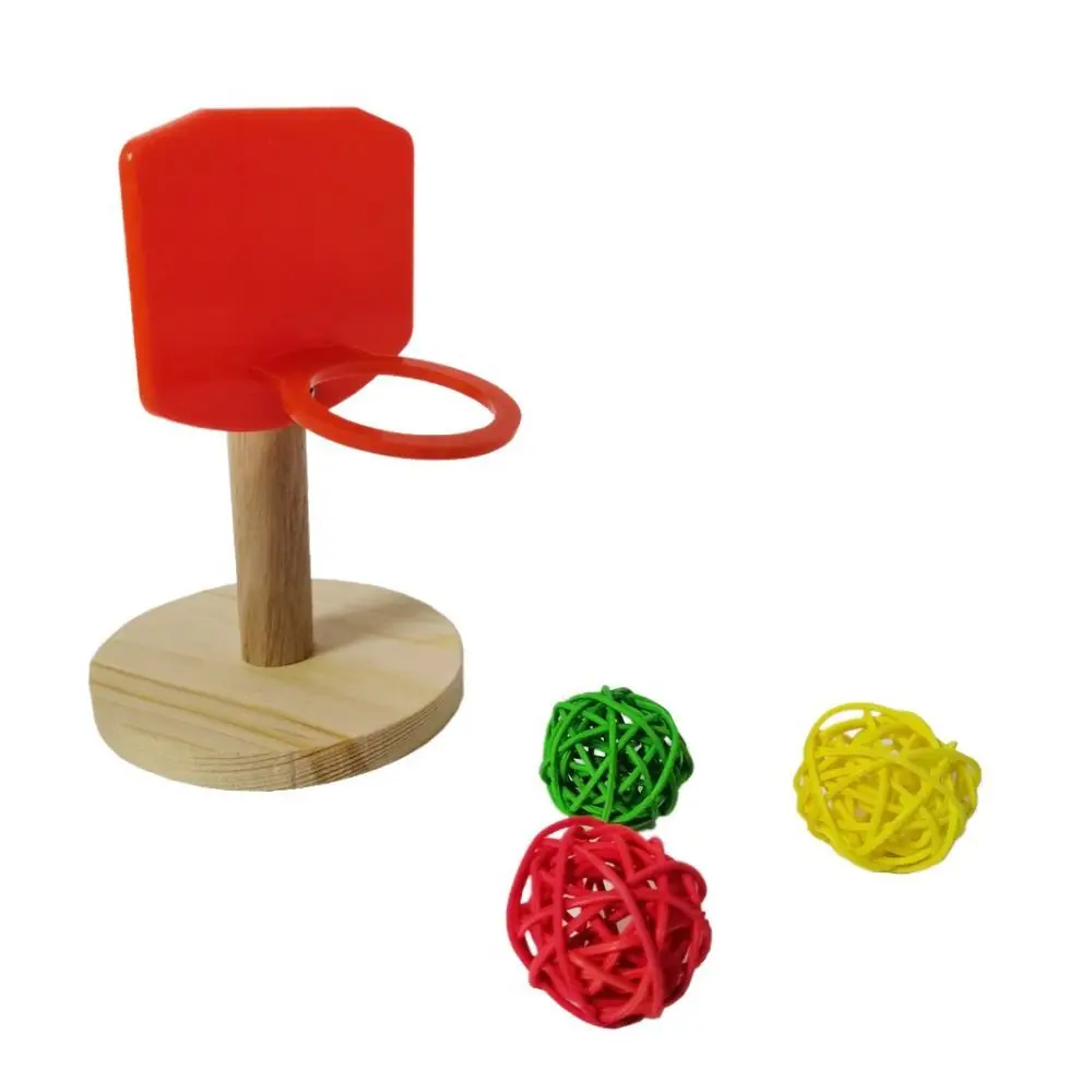 Brinquedo de Basquete para Pássaros de Madeira e Plástico - Imagem 2