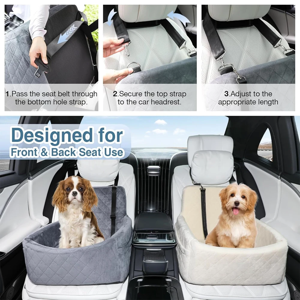 Assento de Carro Portátil para Cães com Almofada Lavável e Cinto de Segurança - Imagem 6