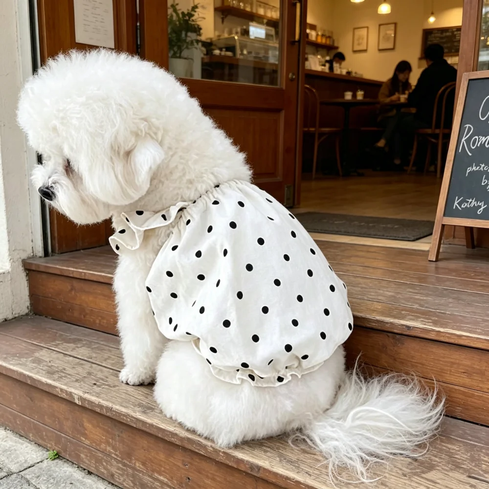 Camiseta Clássica para Cães e Gatos Estampa de Bolinhas - Image 5