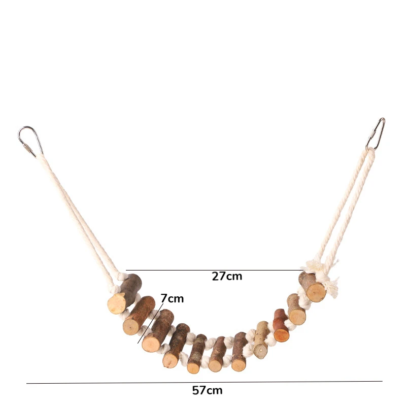 Ponte Suspensa de Madeira Natural para Petauros-do-açúcar 27 cm com Ganchos - Imagem 6
