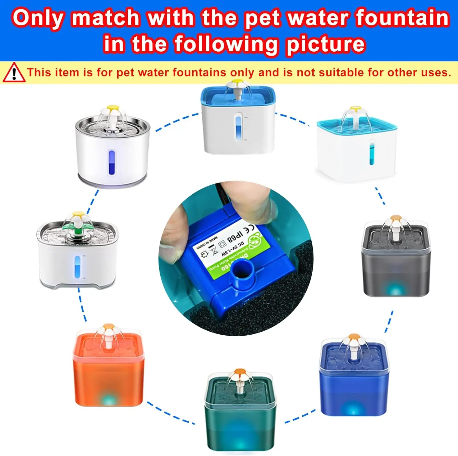 Bomba para Fonte de Água para Gatos 5V-1.5W com LED e Ventosas - Image 2