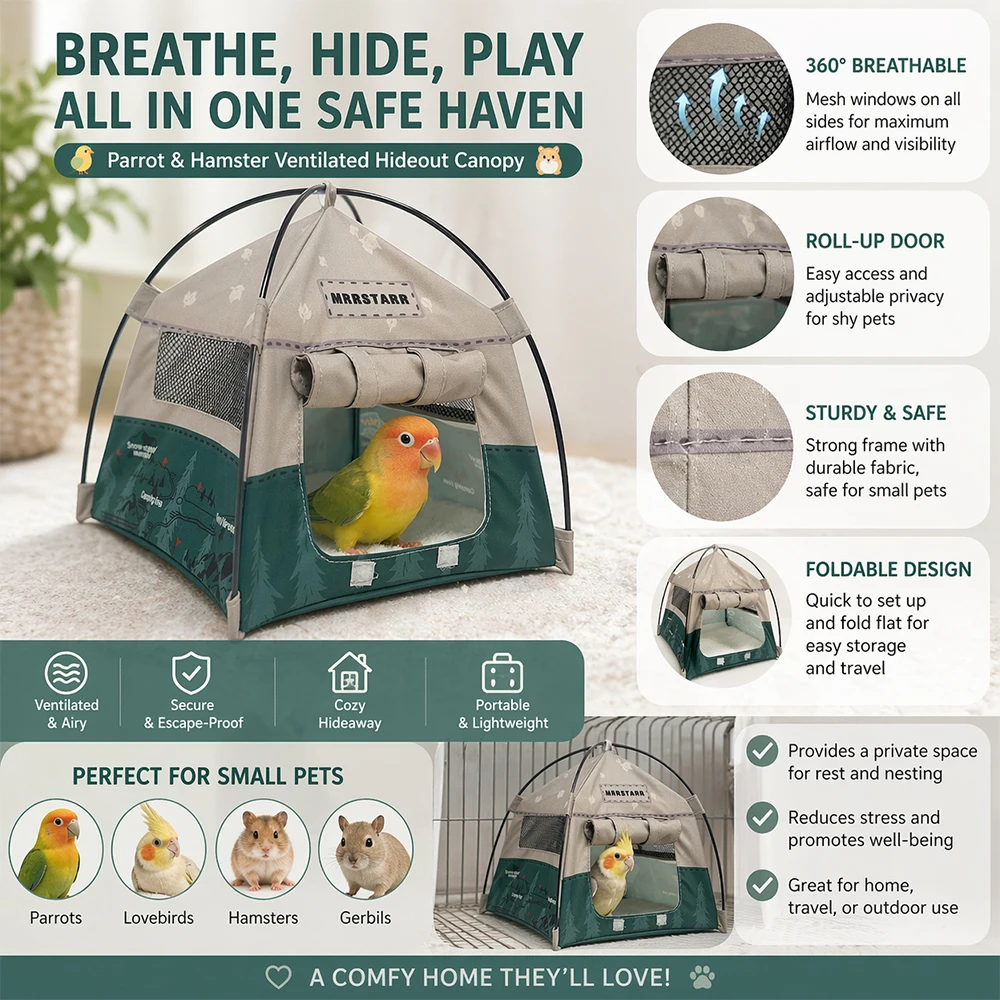 Toca Tenda para Hamster e Porquinho-da-Índia Dobrável Respirável - Imagem 3