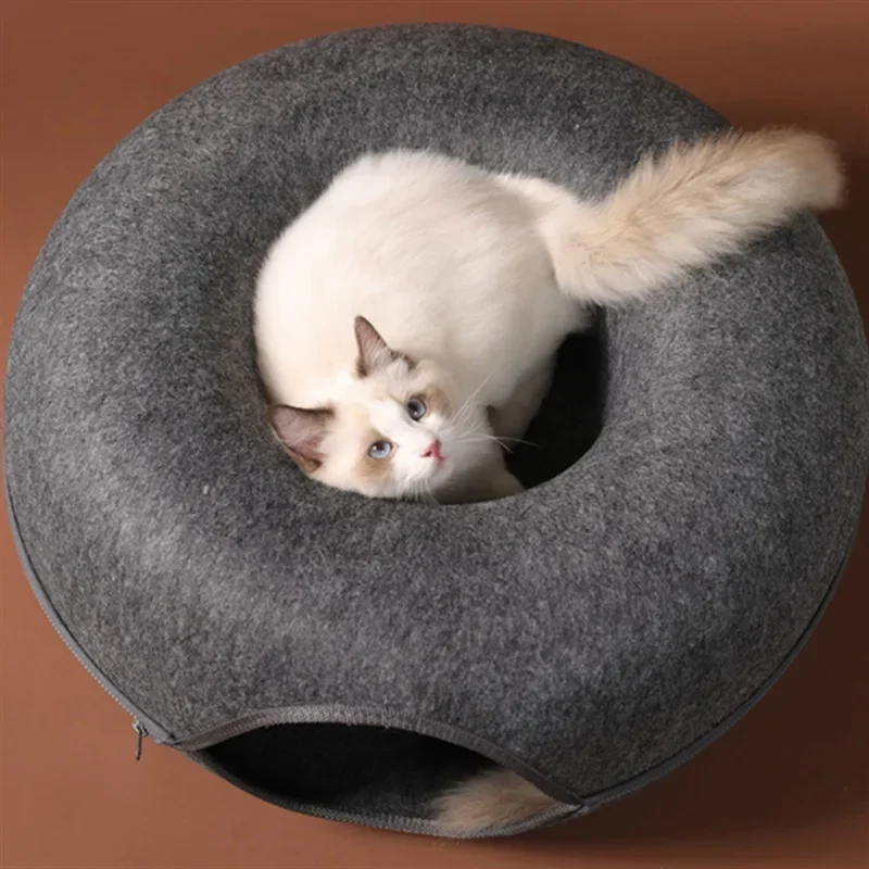 Cama Toca para Gatos de Feltro com Zíper e Divisória - Imagem 3