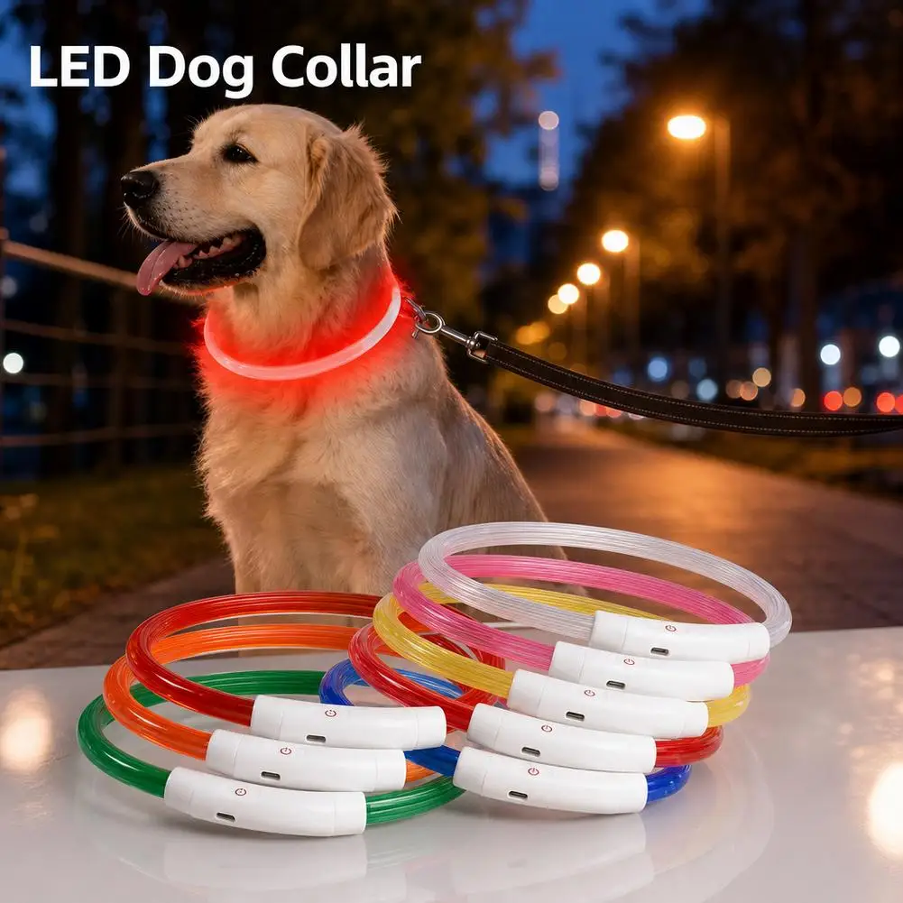 Coleira LED para Cães Recarregável USB com Faixa Refletiva para Passeios Noturnos - Imagem 5