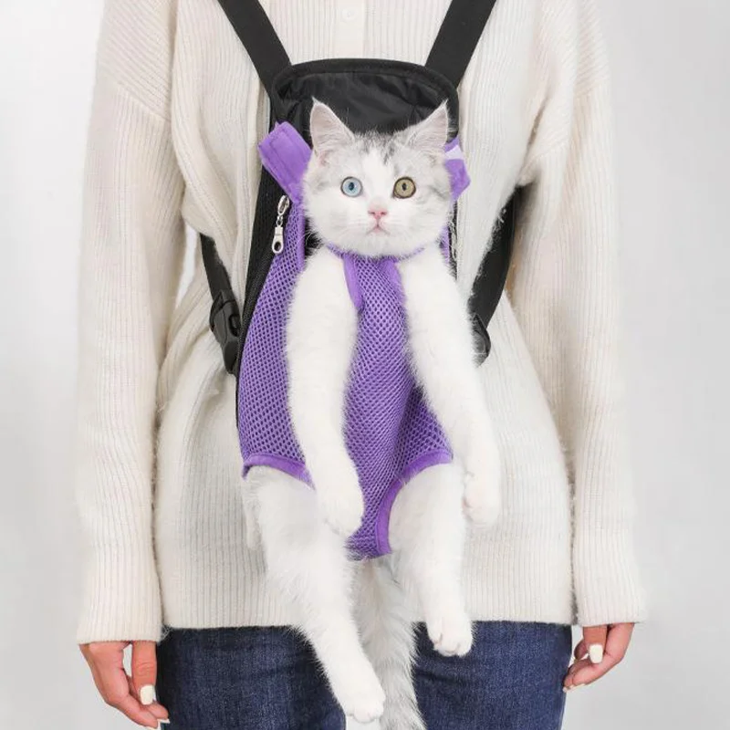 Mochila de Transporte para Cães e Gatos Ajustável de Nylon Lavável - Imagem 6