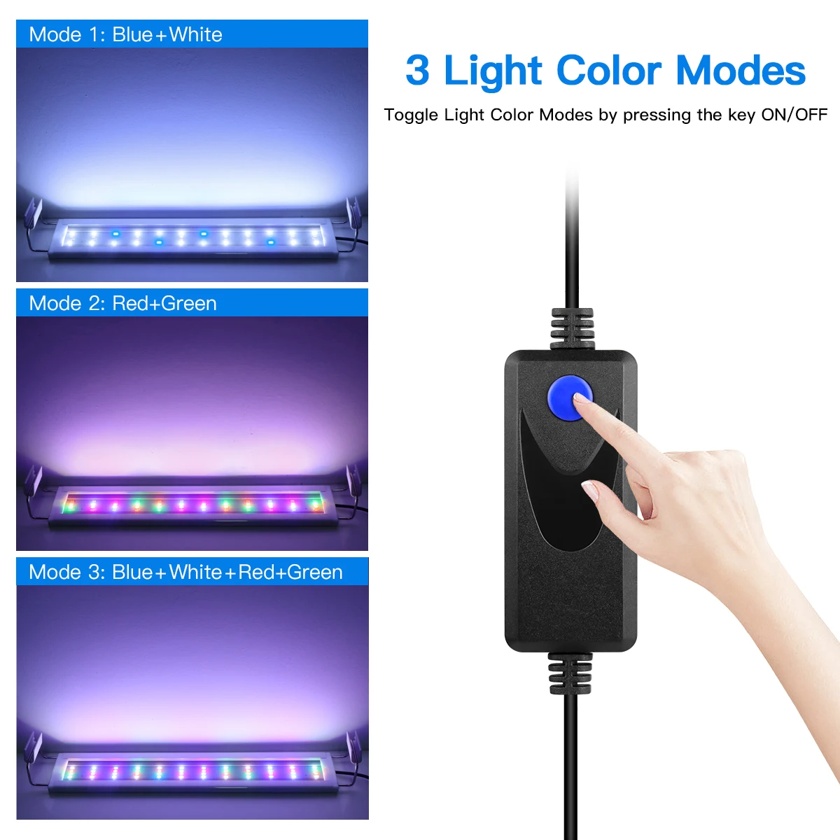 Luminária LED para Aquário Extensível 18 cm RGB com Suporte Acrílico - Imagem 4