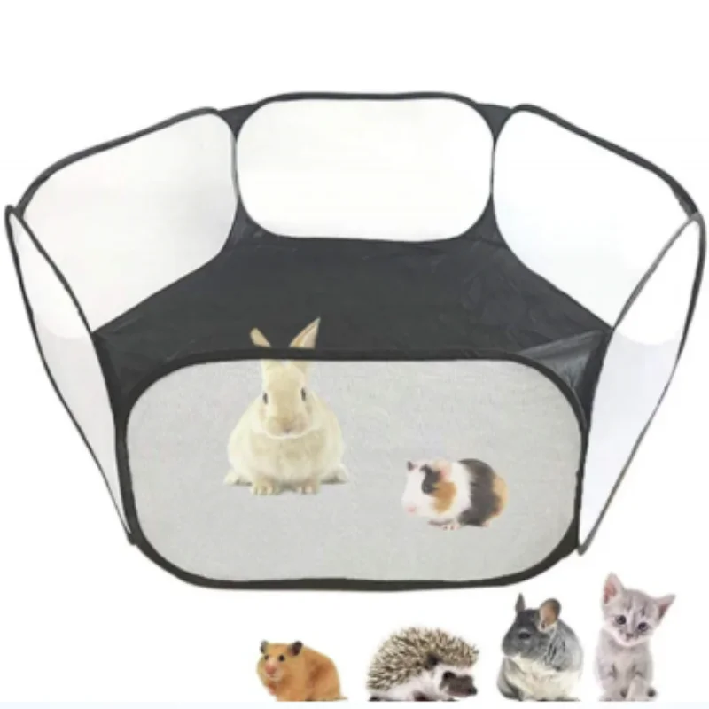 Cercadinho Dobrável Transparente para Cães Gatos Hamsters Coelhos Portátil - Imagem 2