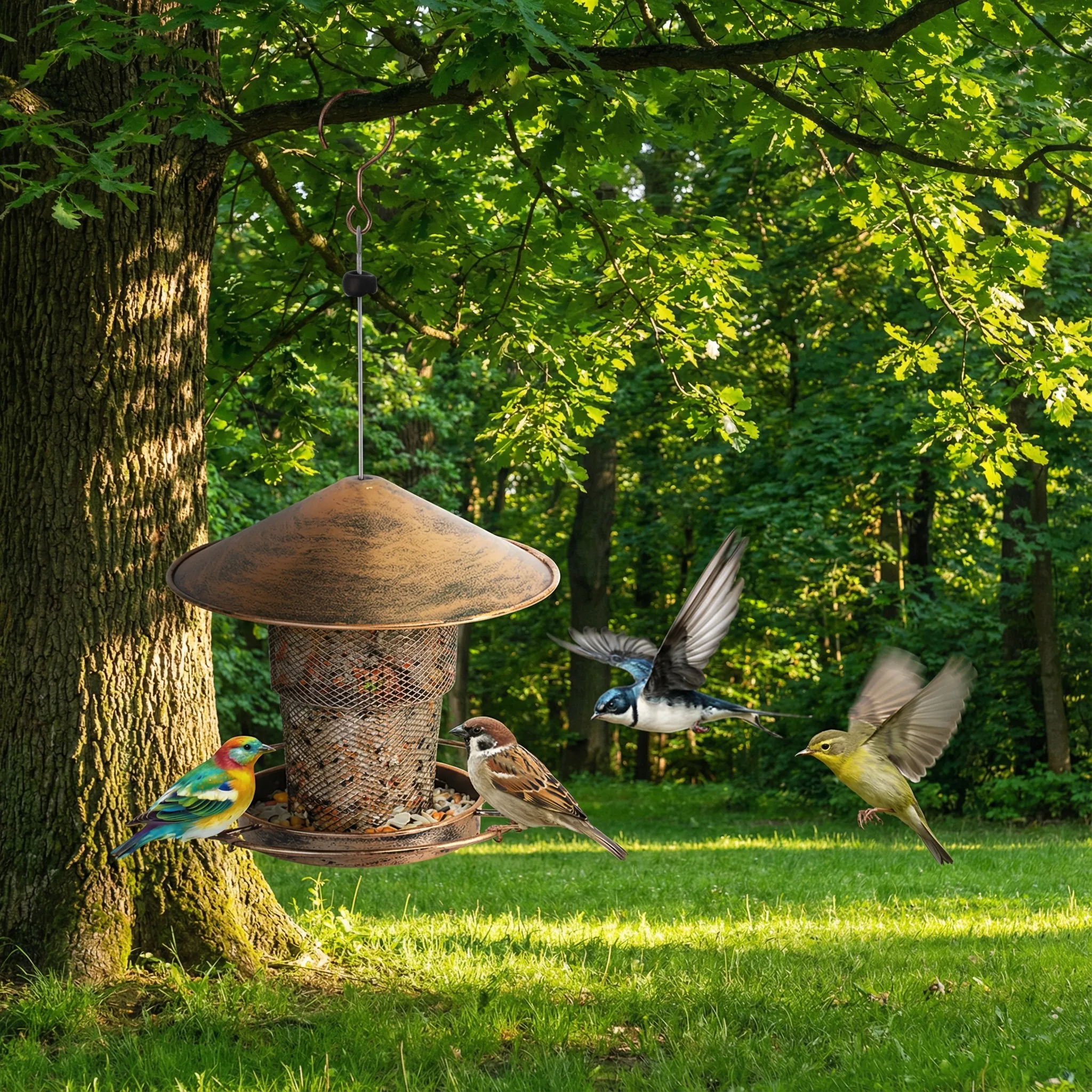 Comedouro para Pássaros de Metal para Jardim Grande Capacidade - Imagem 4