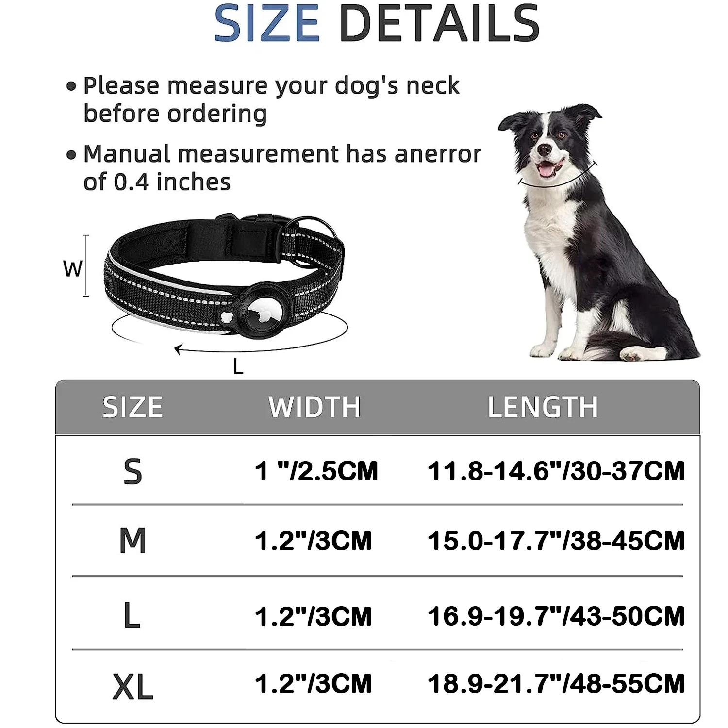 Coleira para Cão com Suporte AirTag Integrado e Faixa Reflexiva - Imagem 2
