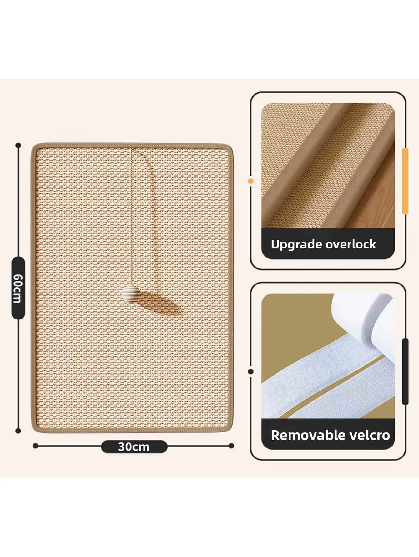 Arranhador de Sisal para Gatos com Bola Suspensa e Proteção de Móveis - Image 2