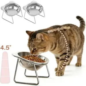tigela para gatos inclinada de aço inoxidável