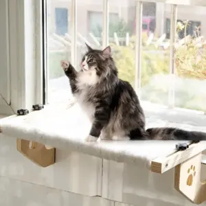 cama suspensa para gatos de madeira