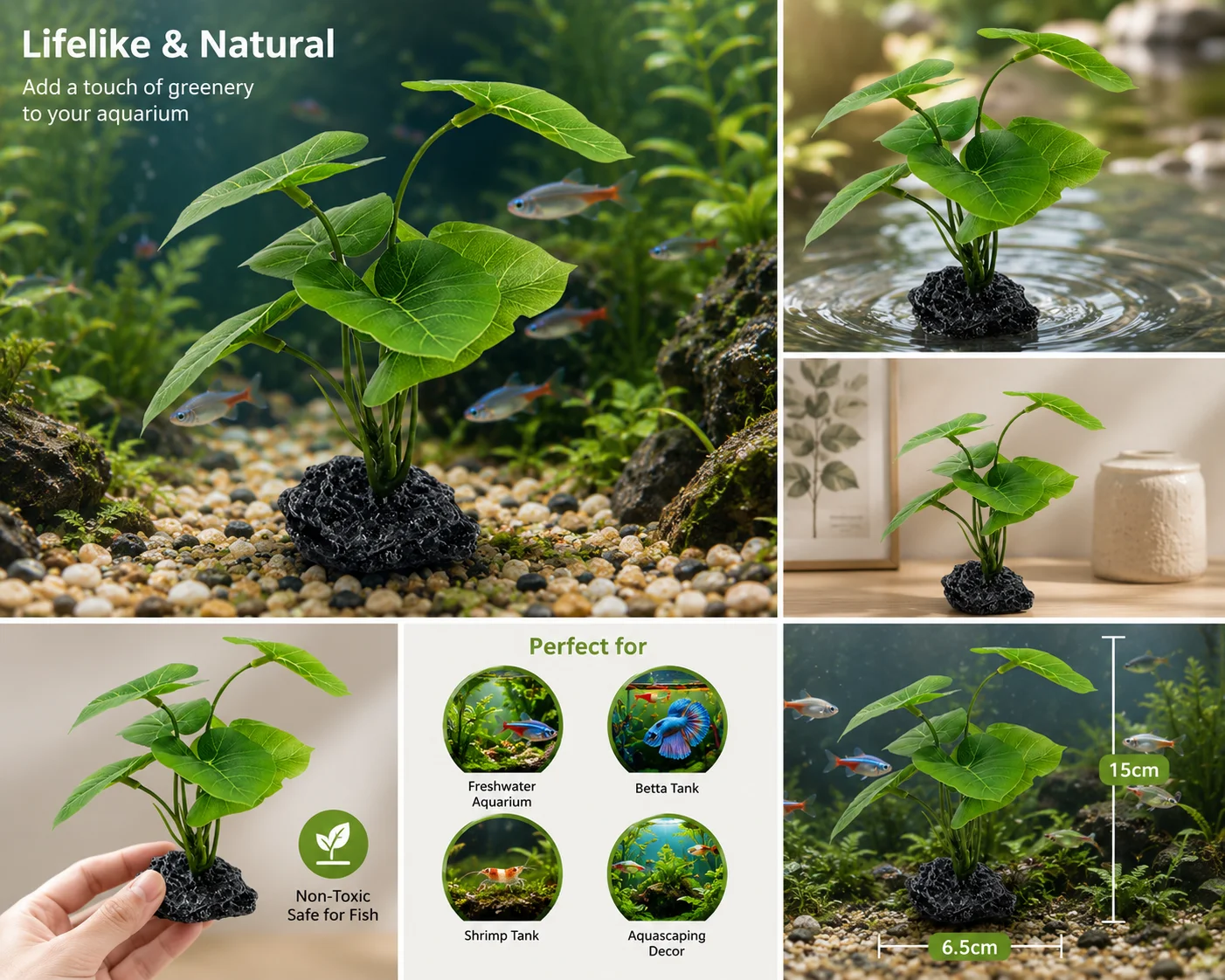 Planta Artificial para Aquário e Terrário de Répteis Realista - Imagem 3