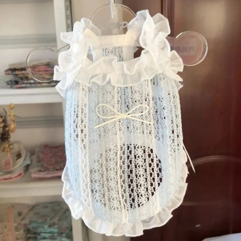 Colete para Cães e Gatos Pequenos de Malha Leve Azul - Image 4