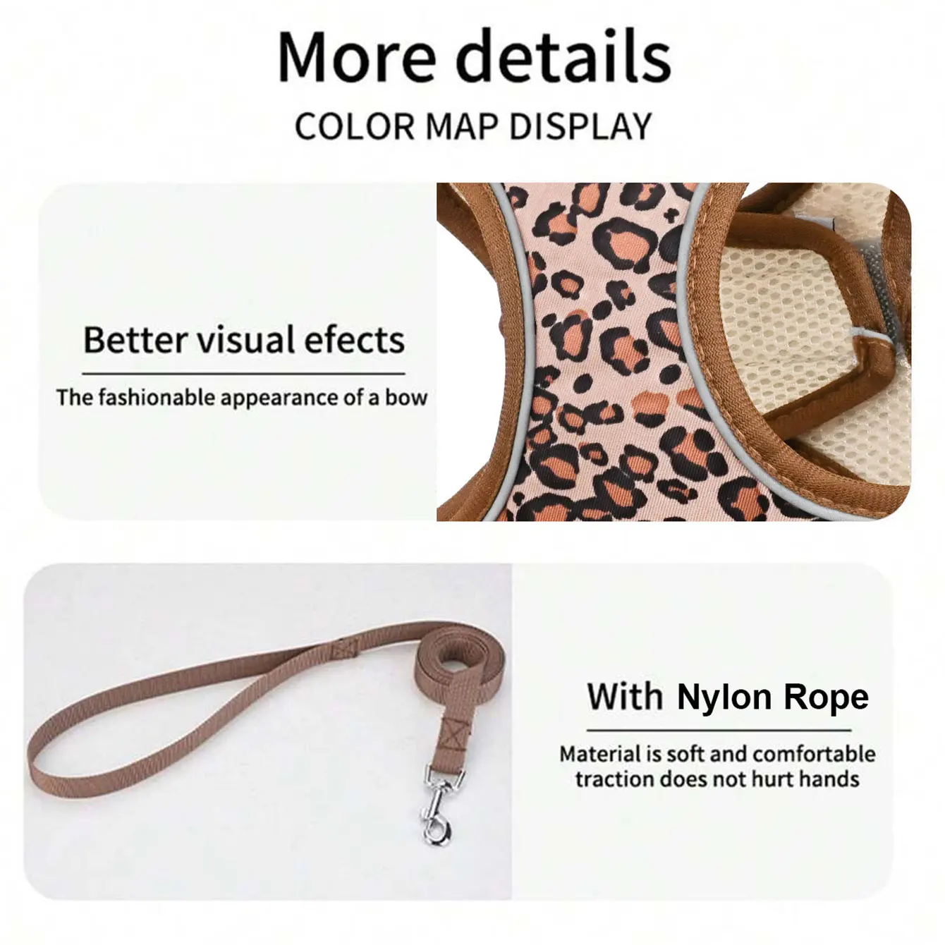 Coleira Peitoral para Cães e Gatos com Estampa de Leopardo Rosa - Image 2